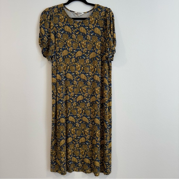 Boden Jersey Knit Shift Dress Paisley Print Short Sleeve NO BELT 14 Long - Picture 1 of 6